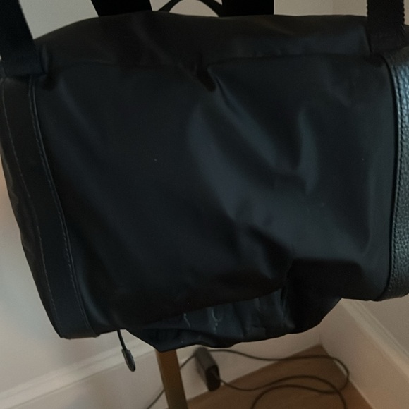 Gucci Authentic Blk GG Monogram Nylon Drawstring Backpack Leather Trim 510336 - Picture 12 of 16